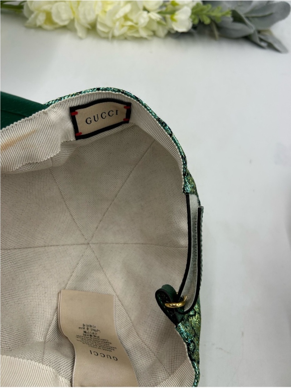 Unisex Gucci GG metallic jacquard lame baseball cap size medium adjustable - Picture 5 of 8